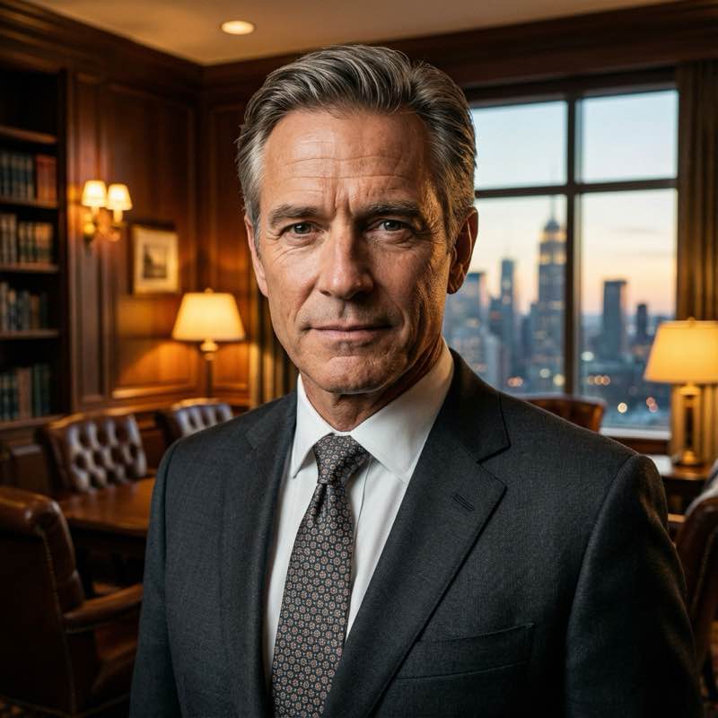 Successful investor Mark in a business suit